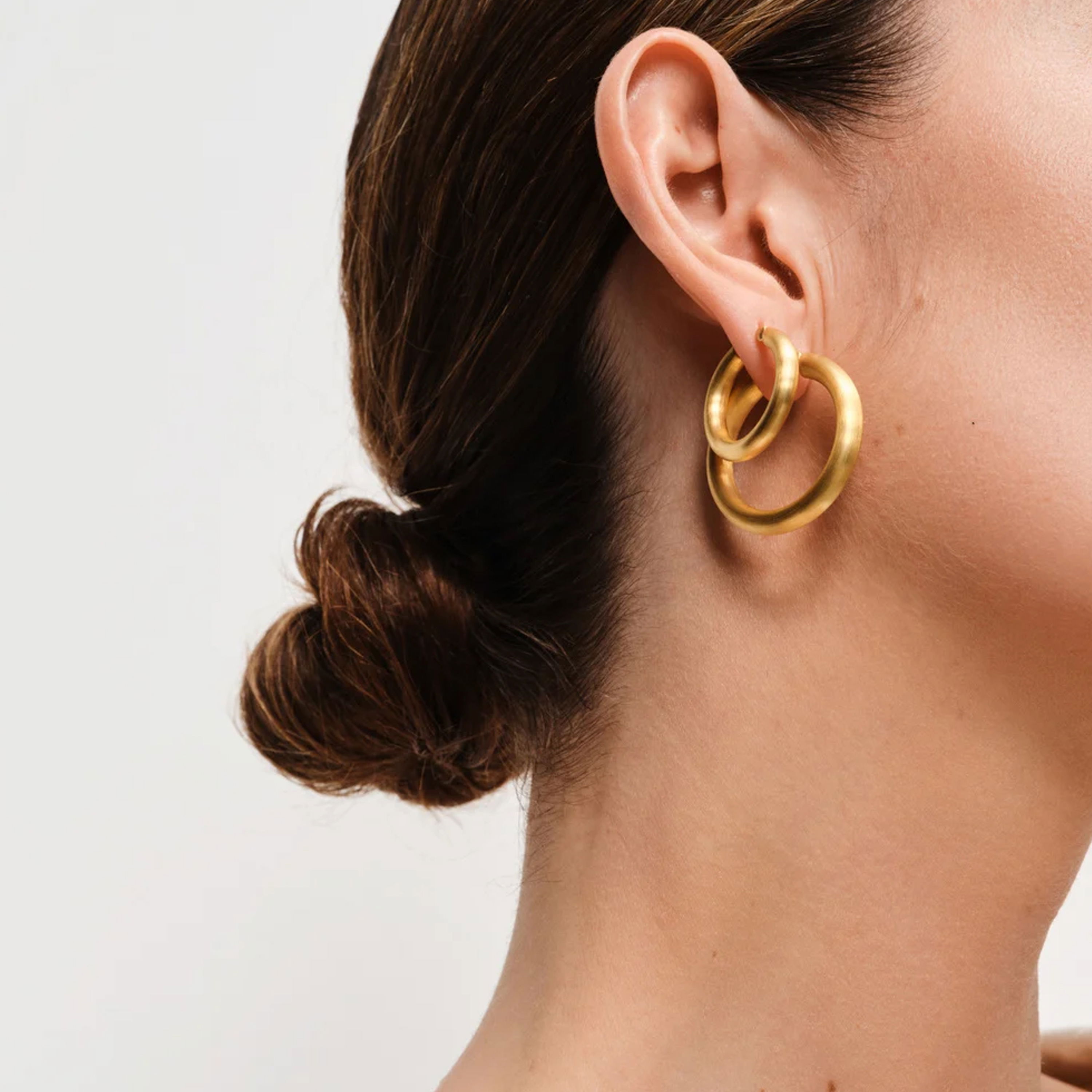 Øreringer, Chunky Hoops Satin Gold Medium